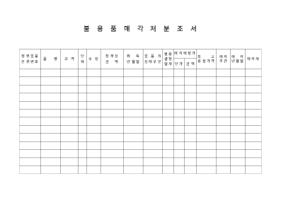 불용품매각처분조서 불용품매각처분조서